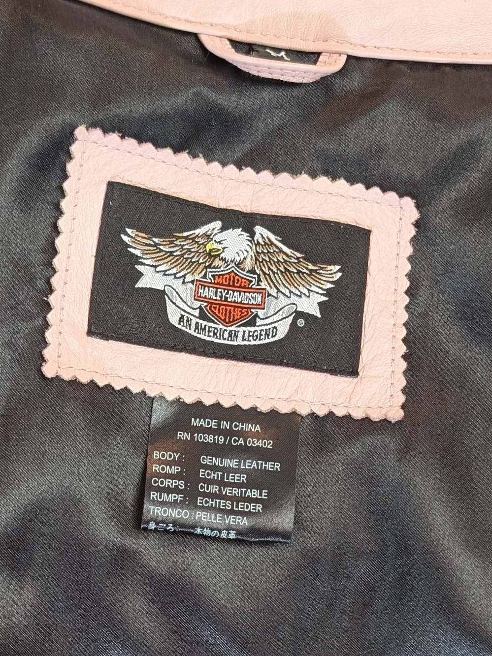 Harley-Davidson Blush Pink Leather Zip Motorcycle Jacket With Matching Chaps - Picture 7 of 7
